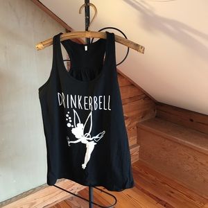 Graphic Tinker Bell Black White Tank Top, EUC, L